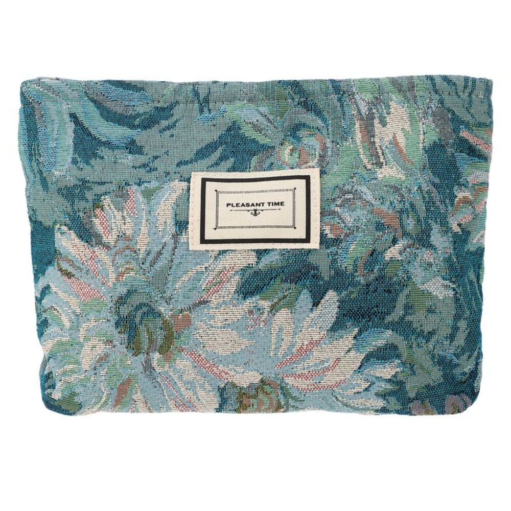 Floral Zipper Flower Cosmetic Bags for Foundations Lipsticks Blue